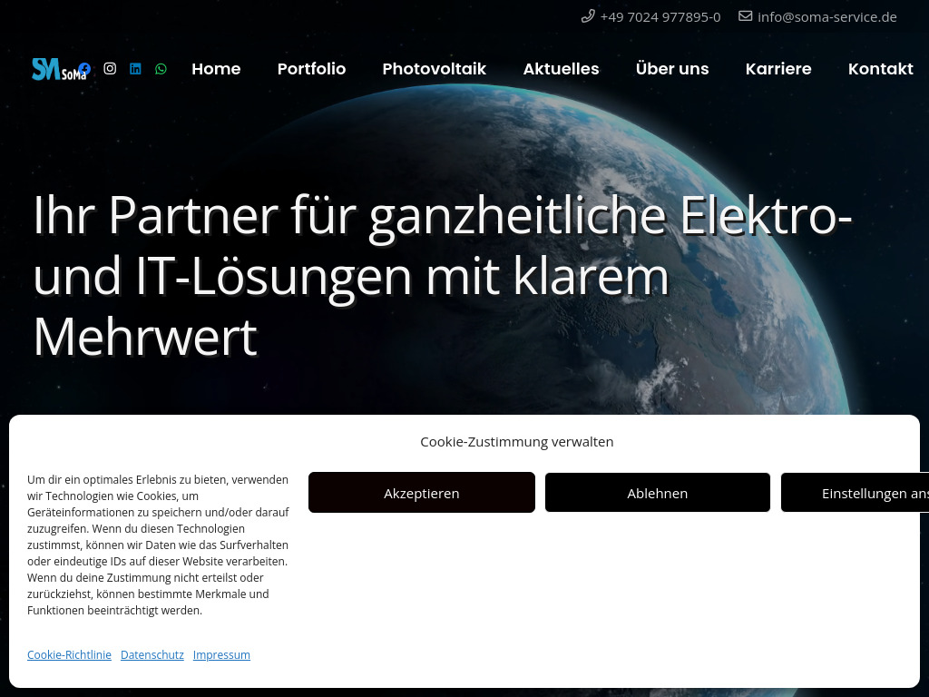 Website von SoMa Service GmbH in Wendlingen