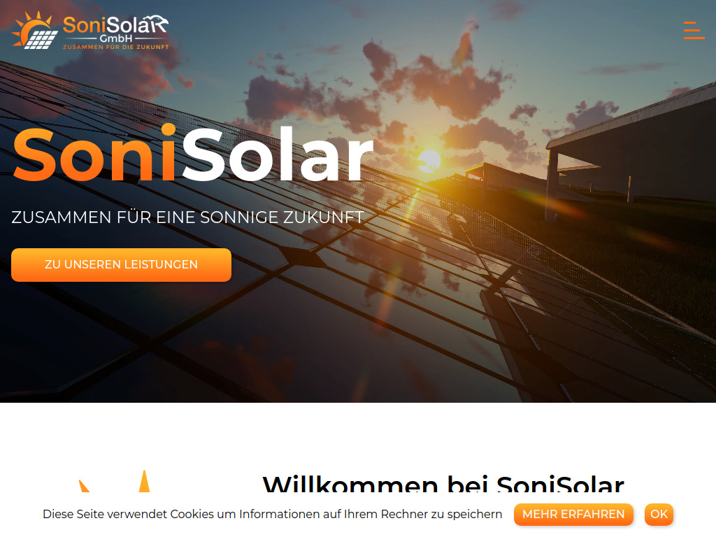 Website von SoniSolar GmbH in Raunheim