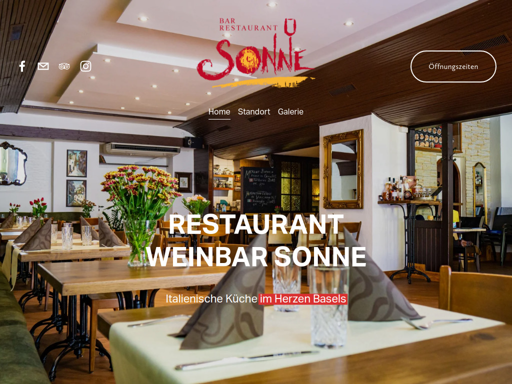 Website von Restaurant Weinbar Sonne