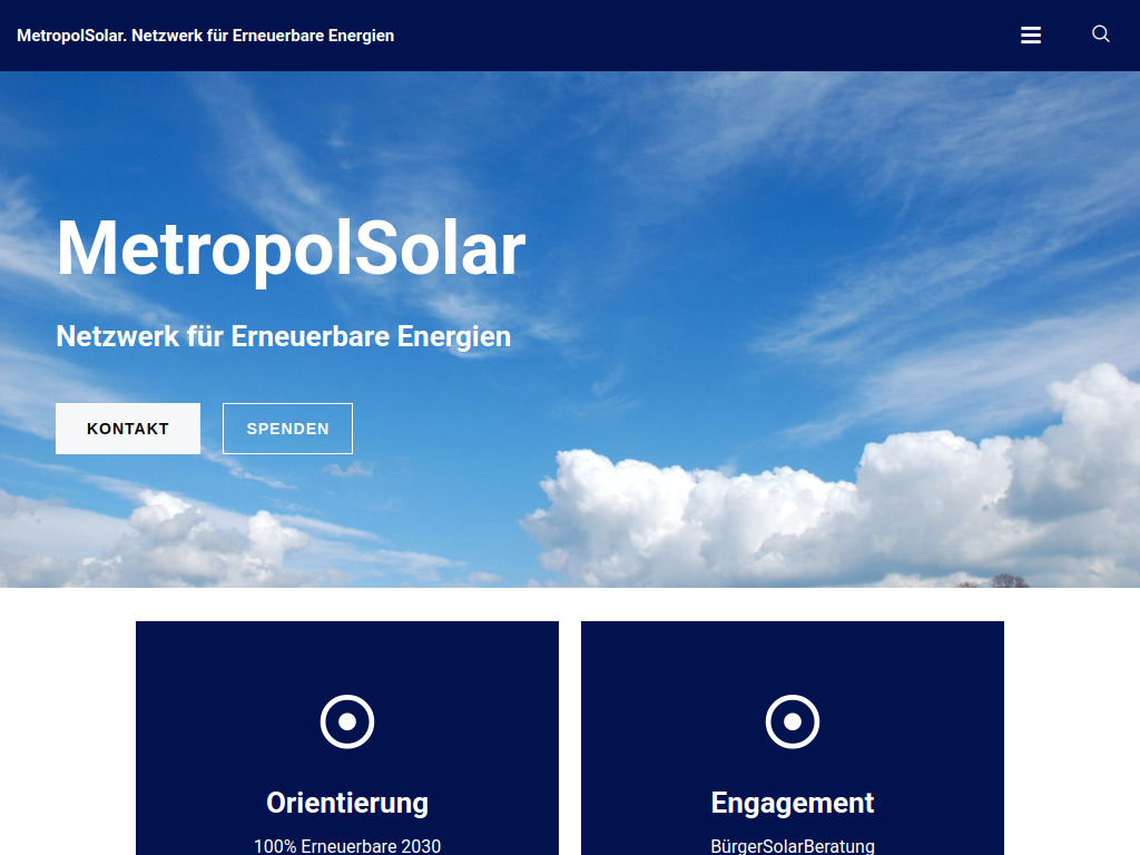 Website von MetropolSolar e. V. in Mannheim