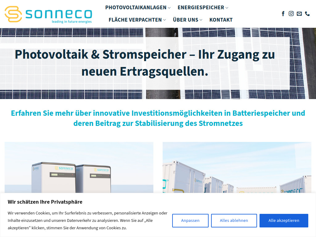 Website von Sonneco GmbH in Velten