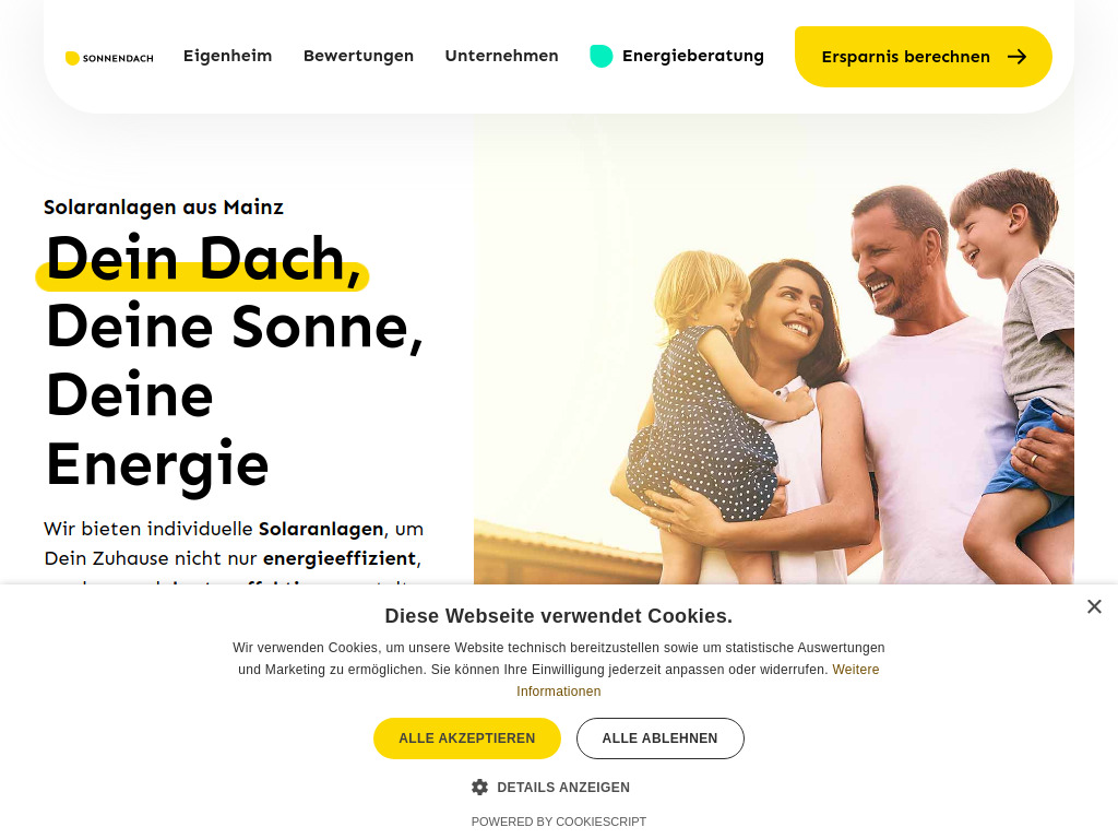 Website von Sonnendach Energy GmbH in Bodenheim