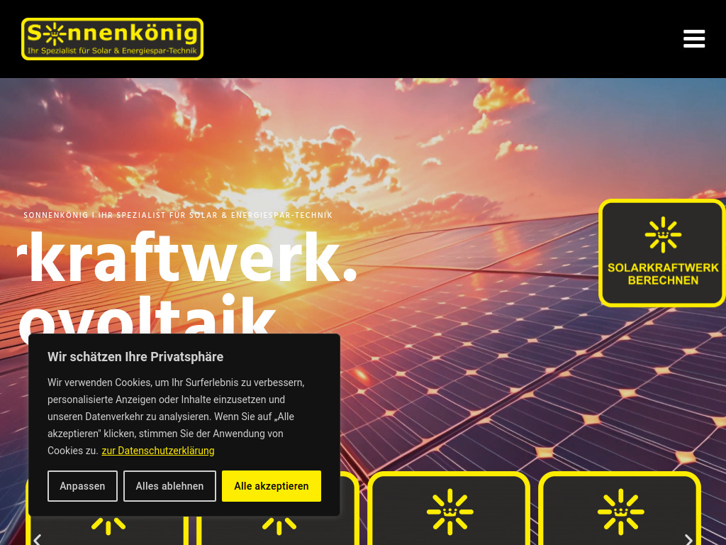 Website von Sonnenkönig Spezialist für Solar & Energiespar-Technik GmbH & Co. KG in Nieder-Olm