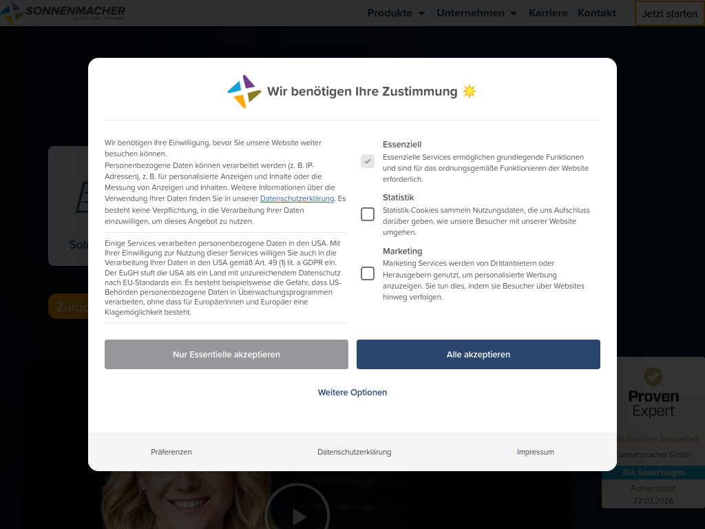Website von Sonnenmacher GmbH in München