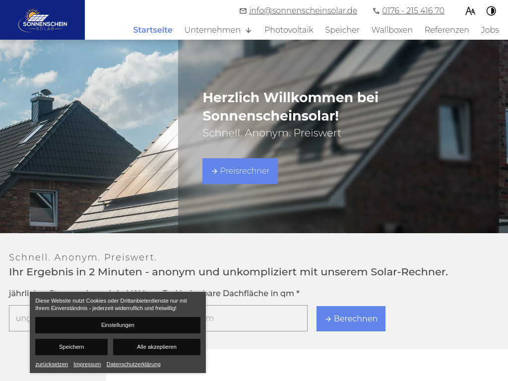 Website von Sonnenscheinsolar Inh. Wolfgang Koch in Bad Oeynhausen