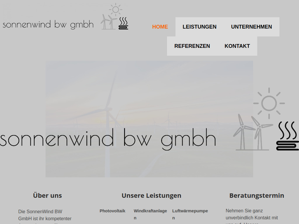 Website von SonnenWind BW GmbH in Fahrenbach