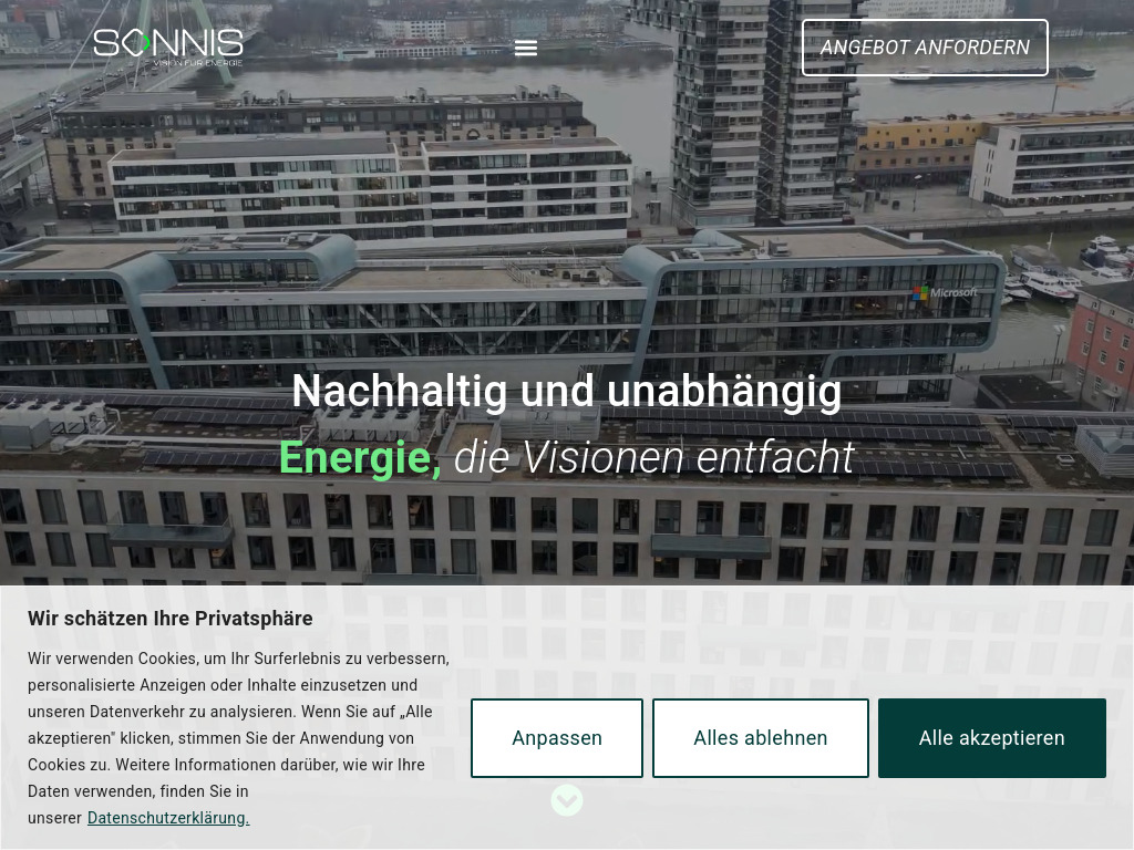 Website von Sonnis Energy GmbH in Neuss