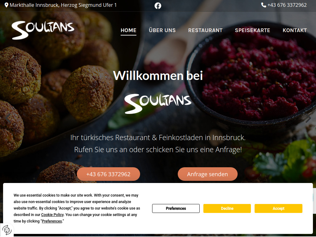 Website von Soultans Ocakbasi in Innsbruck