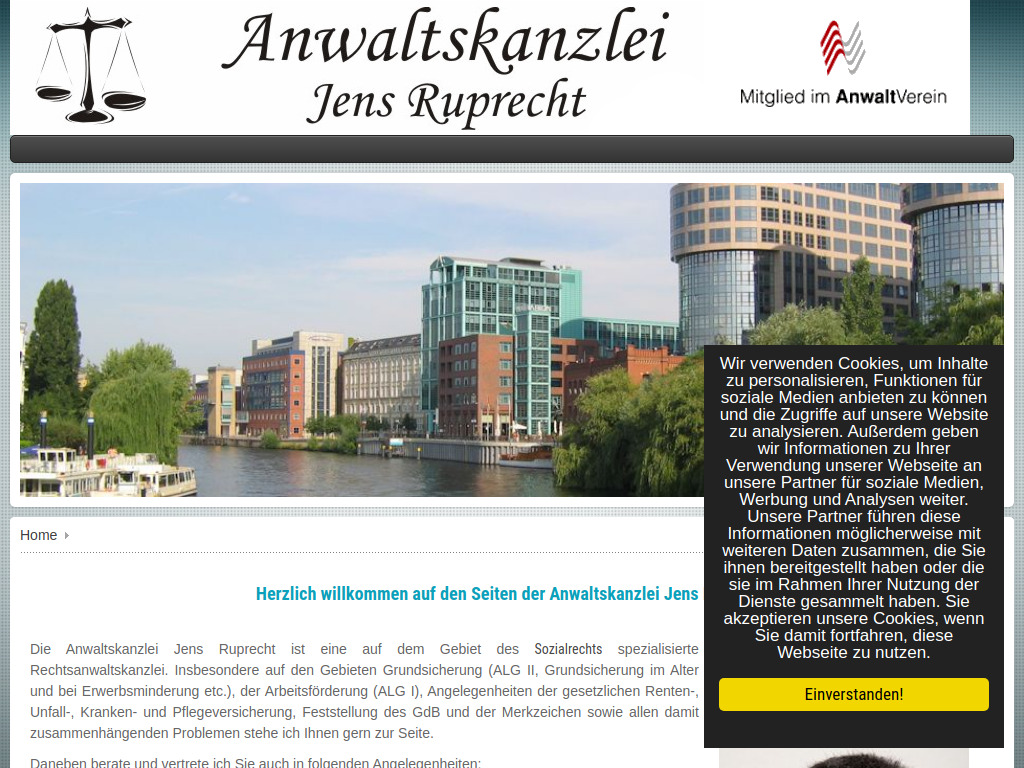 Website von Anwaltskanzlei Jens Ruprecht in Berlin
