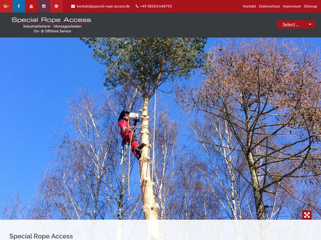 Website von Special Rope Access in Reddelich