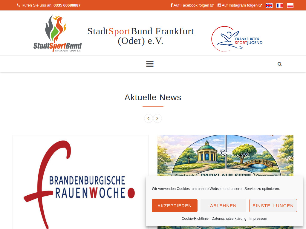 Website von Stadtsportbund Frankfurt (Oder) e.V. in Frankfurt (Oder)