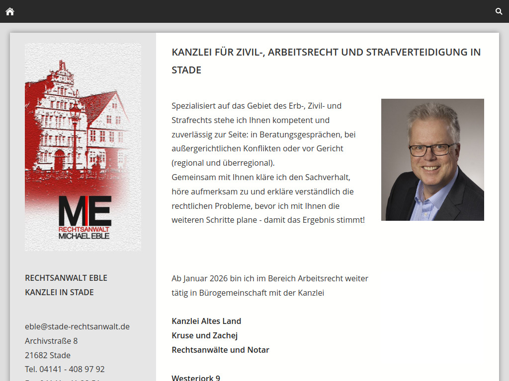 Website von Rechtsanwalt Michael Eble in Stade
