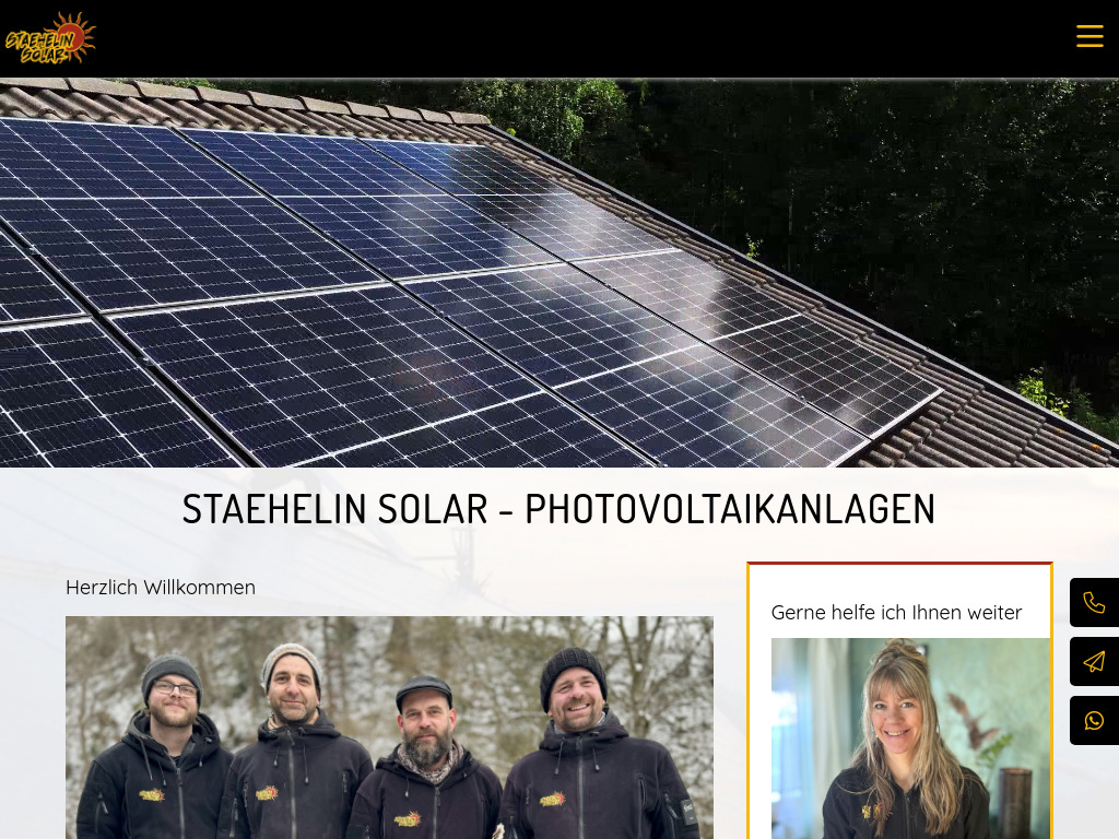 Website von Staehelin Solar GmbH in Unterlunkhofen
