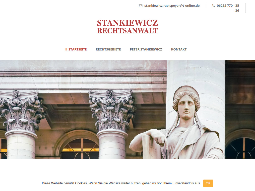 Website von Stankiewicz Rechtsanwaltskanzlei in Speyer