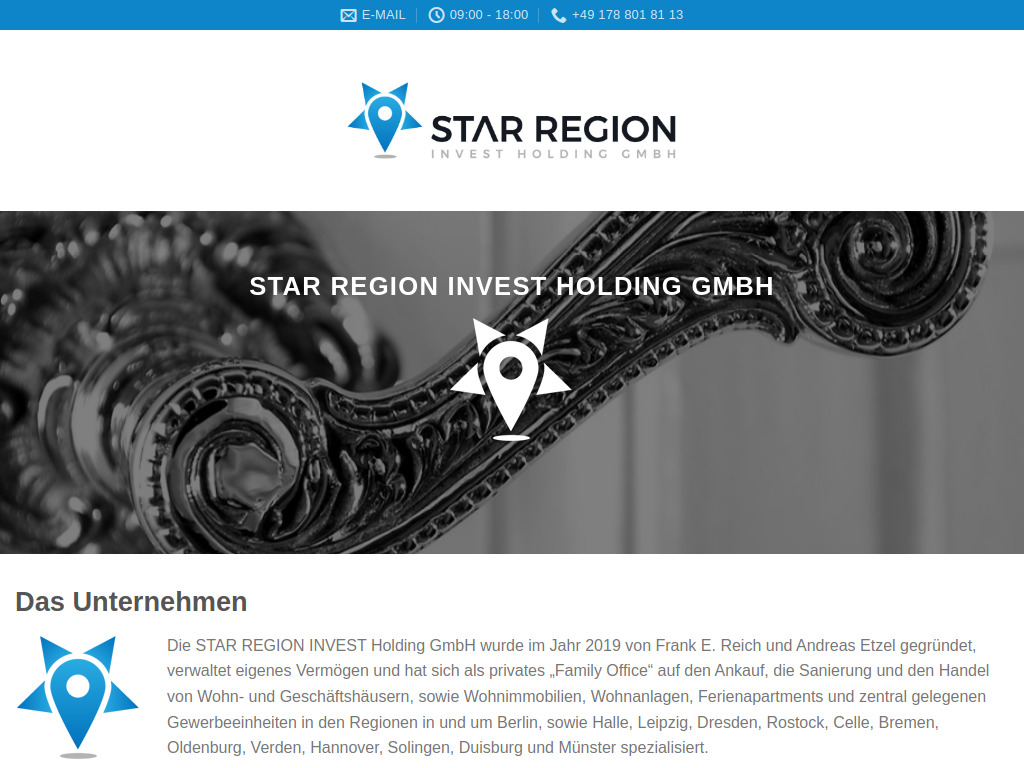 Website von STAR REGION INVEST Holding GmbH in Berlin