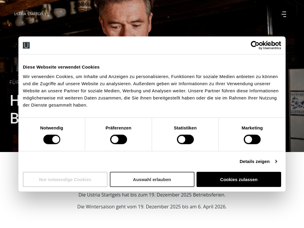 Website von Ustria Startgels