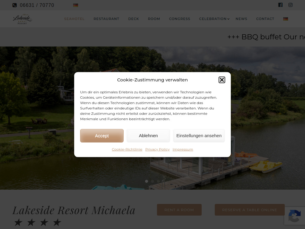 Website von Lakeside Resort Michaela