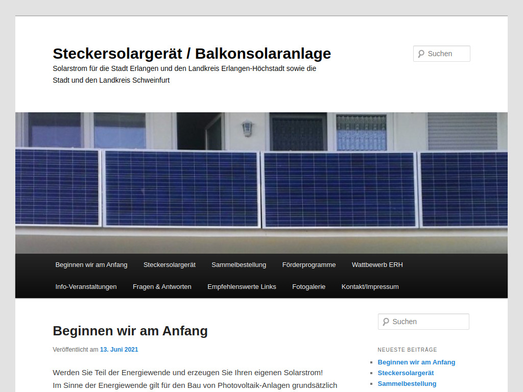 Website von Photovoltaik Ing.-Büro Dürschner in Erlangen