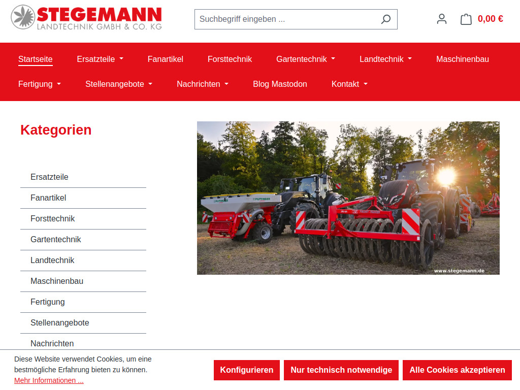 Website von STEGEMANN Landtechnik GmbH & Co. KG in Billerbeck
