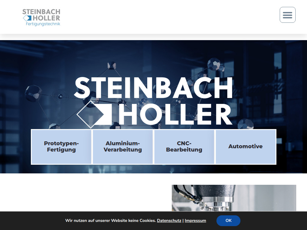 Website von Steinbach-Holler Fertigungstechnik GmbH in Weil der Stadt