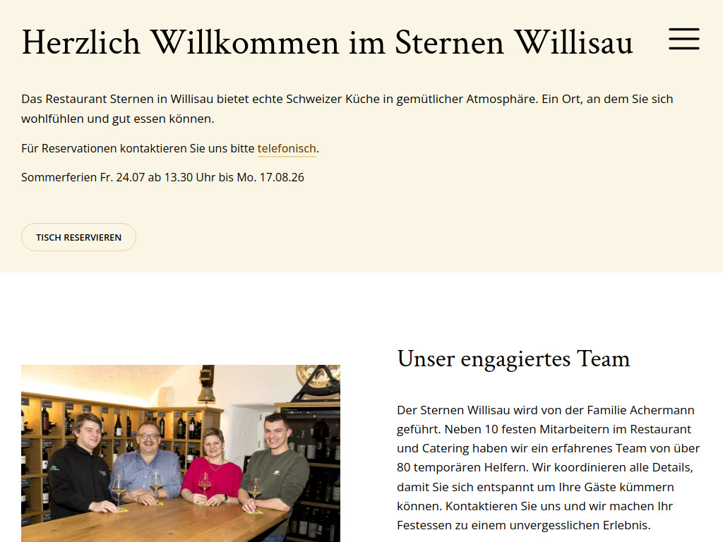Website von Startseite - Sternen Willisau in Willisau