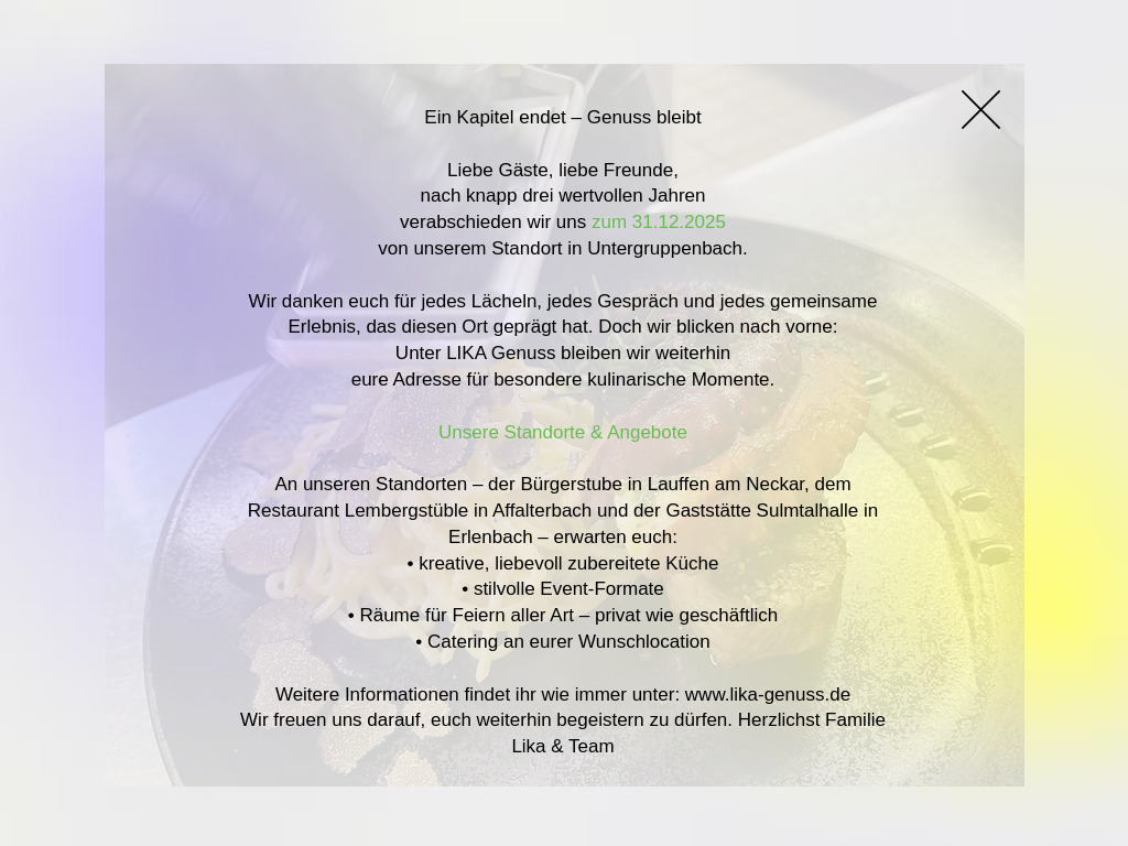 Website von Stettenfels Restaurant in Untergruppenbach