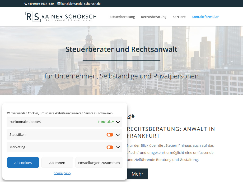 Website von Rainer Schorsch Rechtsanwalt & Steuerberater in Frankfurt am Main