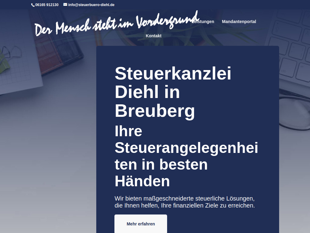 Website von Steuerbüro Andreas Diehl in Breuberg