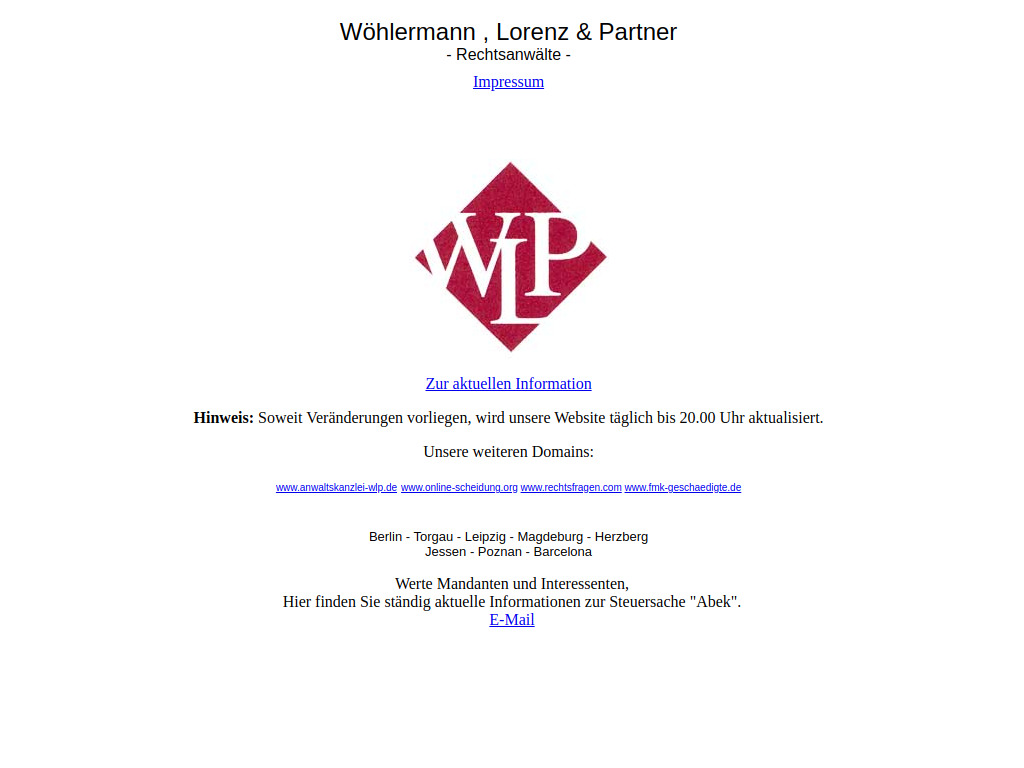 Website von Kanzlei WLP Torgau