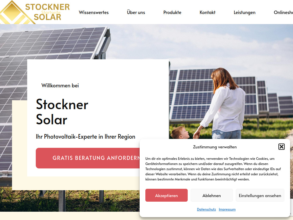 Website von Stockner Solar in Winhöring