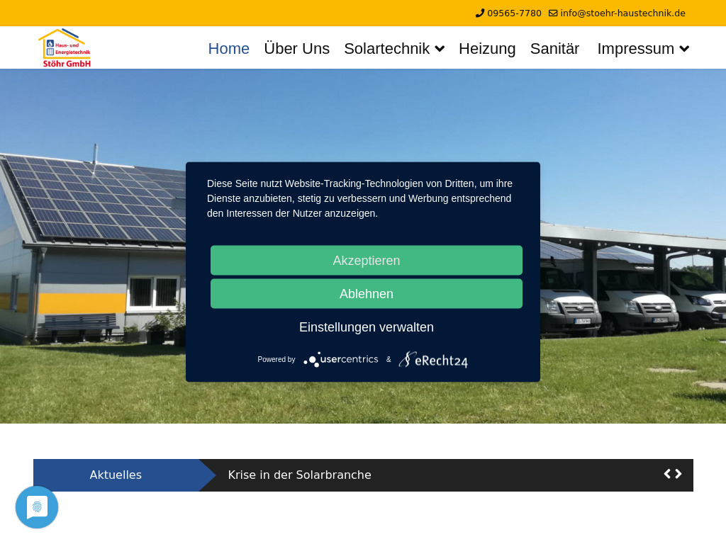 Website von Haus- und Energietechnik Stöhr GmbH in Untersiemau