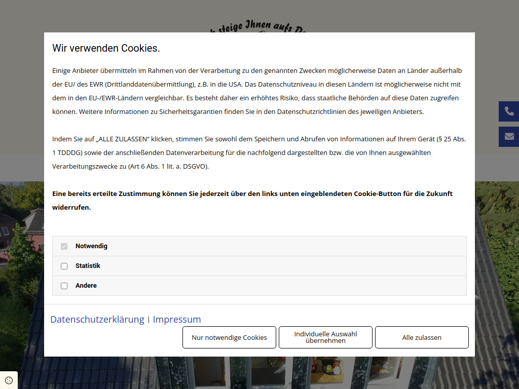 Website von Stolberg Bedachungen - Ich steige Ihnen aufs Dach!