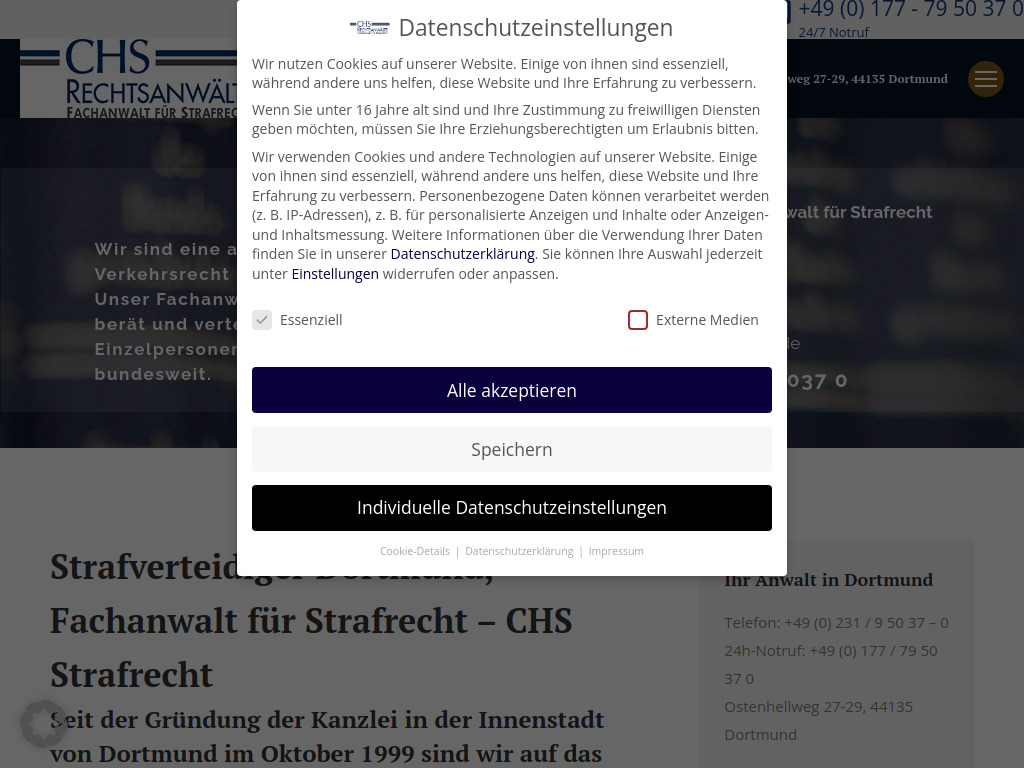 Website von CHS Rechtsanwälte in Dortmund