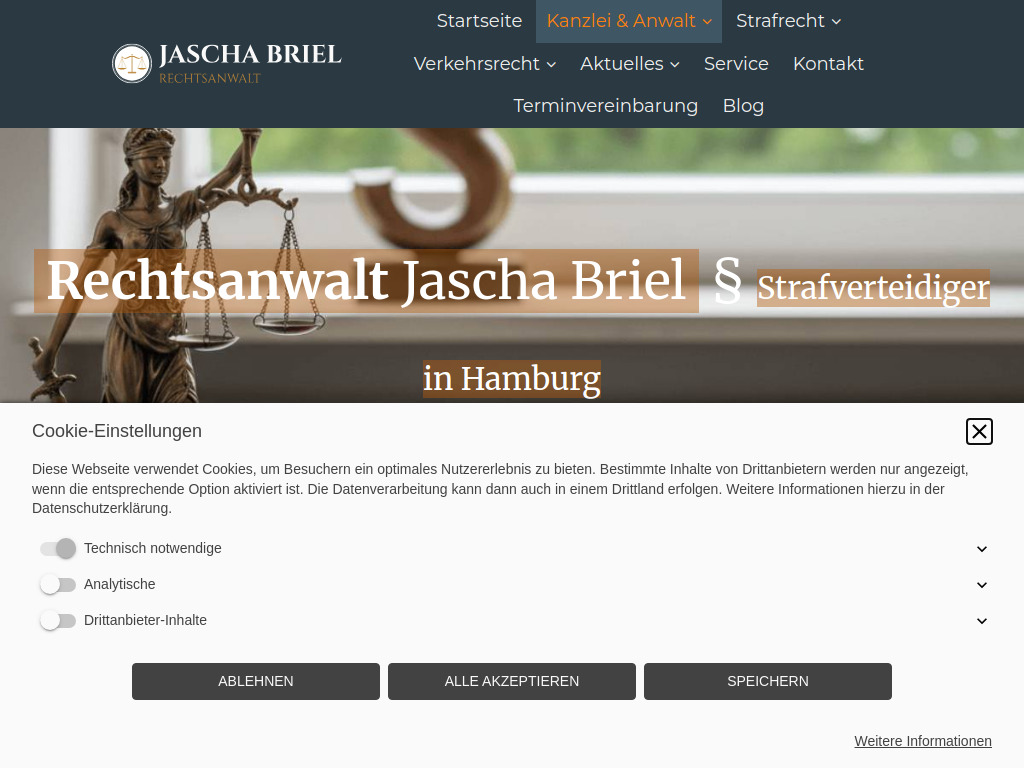 Website von Rechtsanwalt Jascha Briel