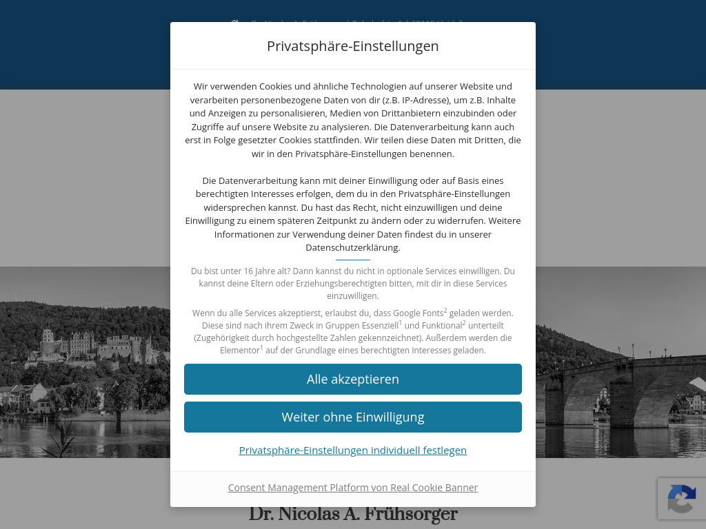 Website von Dr. Nicolas A. Frühsorger in Heidelberg