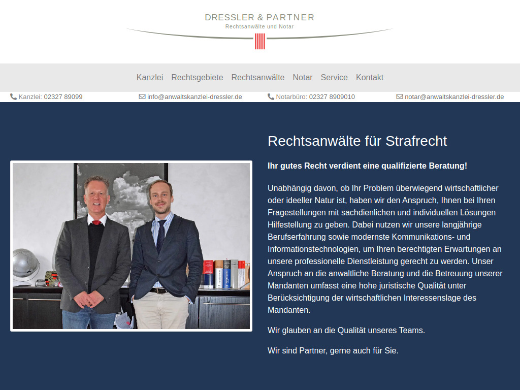 Website von Dressler & Partner Rechtsanwälte mbB in Bochum