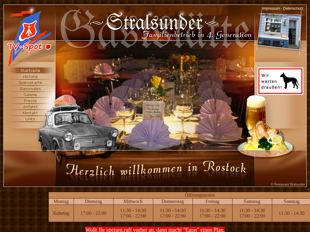 Website von Gaststätte Stralsunder in Rostock
