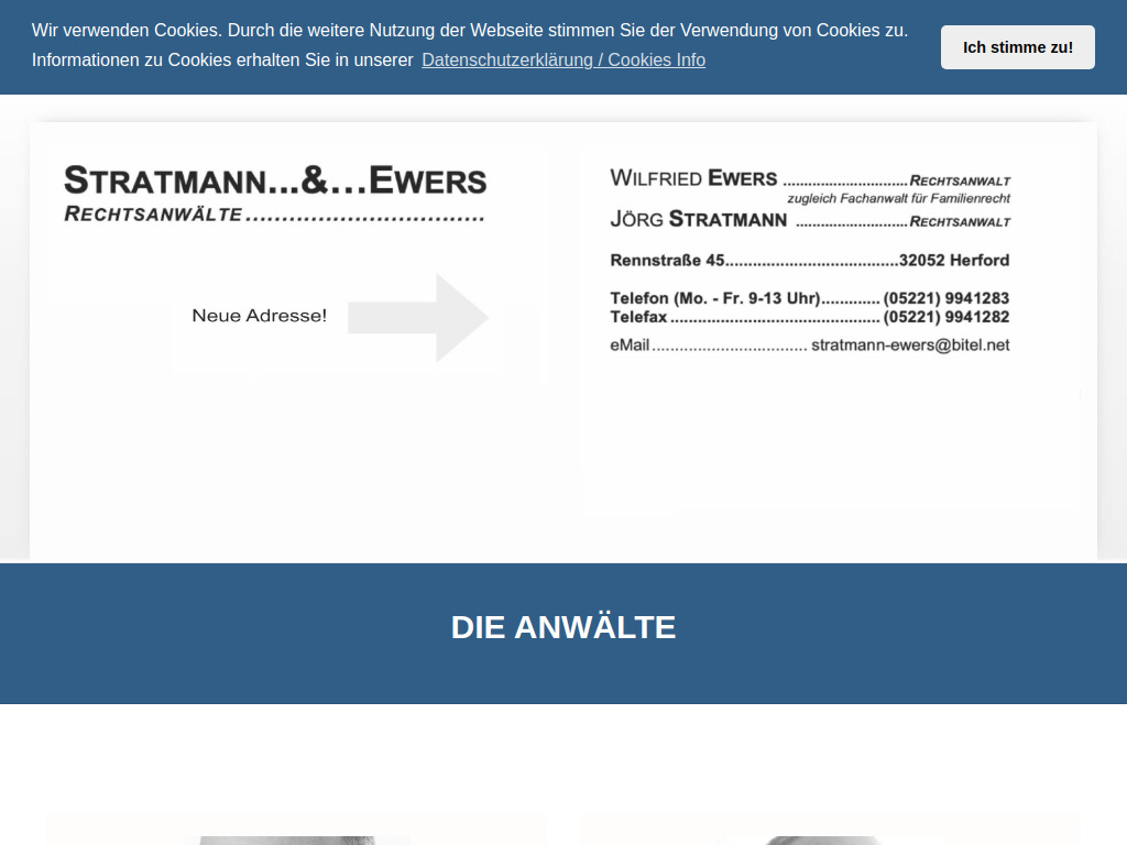 Website von Rechtsanwälte Stratmann & Ewers in Herford