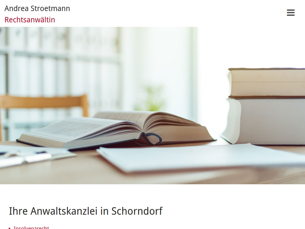 Website von Anwaltskanzlei Andrea Stroetmann in Schorndorf