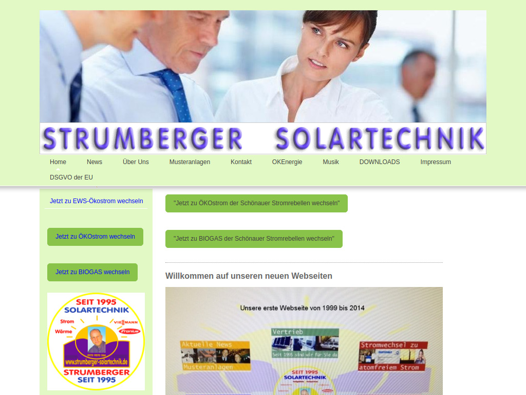 Website von STRUMBERGER SOLARTECHNIK in Neuffen