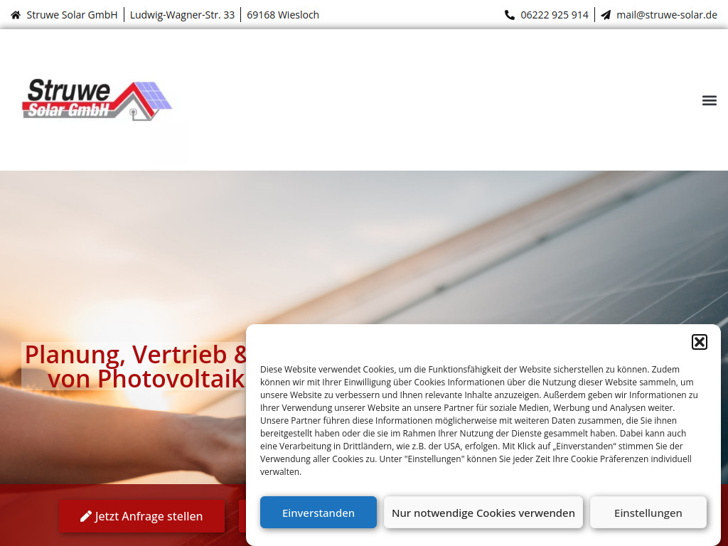 Website von Struwe Solar GmbH in Wiesloch