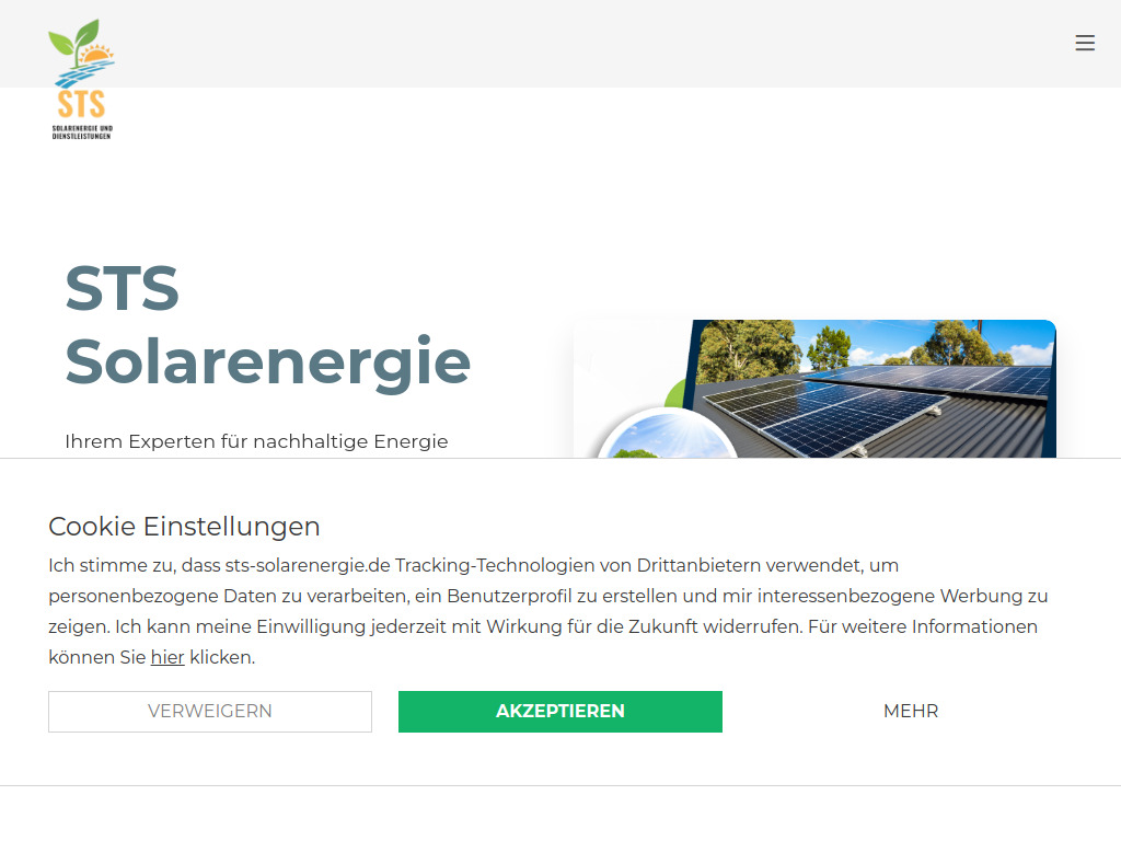 Website von STS Solar in Durmersheim