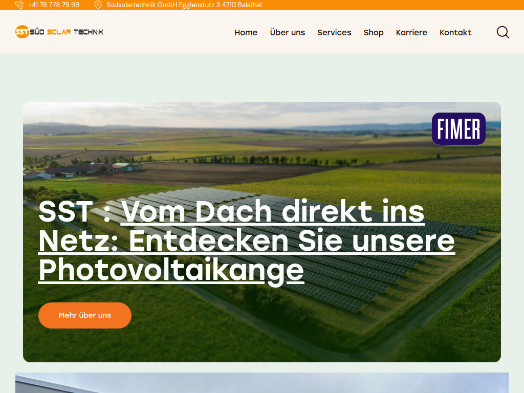 Website von Südsolartechnik. GmbH in Balsthal