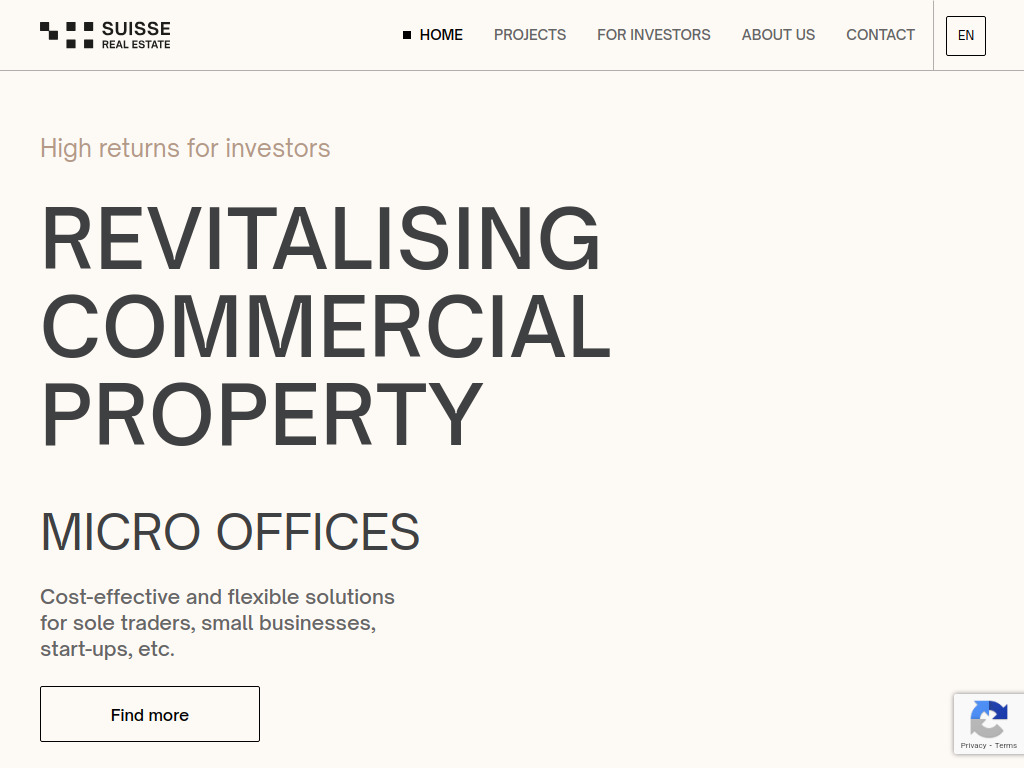 Website von Suisse Real Estate AG in Biberist