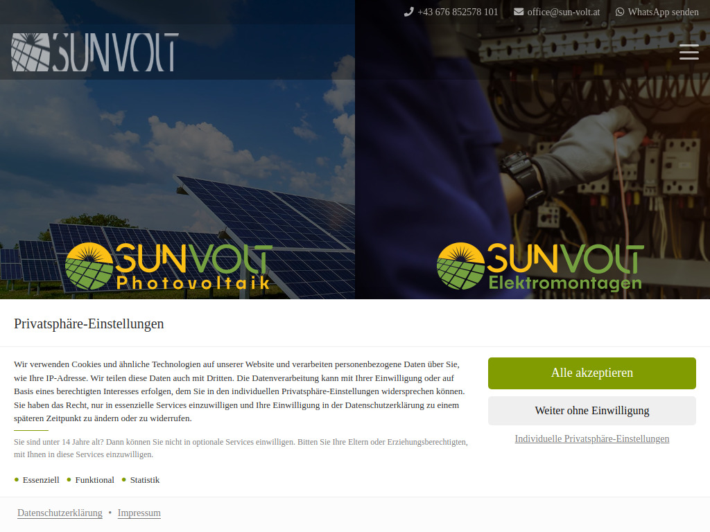 Website von Sunvolt Montage GmbH in Herzogenburg