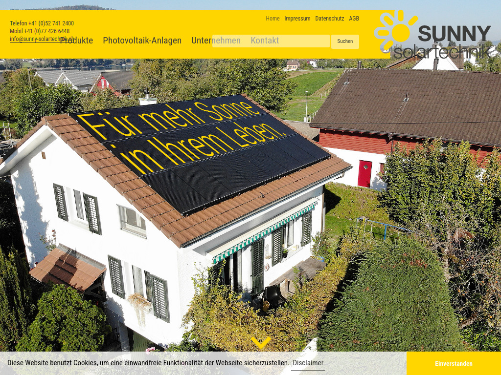 Website von SUNNY Solartechnik (Schweiz) GmbH in Eschenz