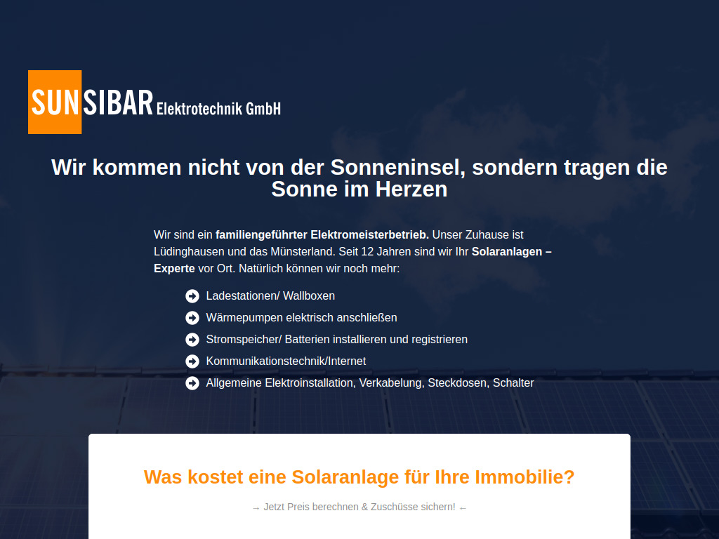 Website von Sunsibar Elektrotechnik GmbH in Lüdinghausen