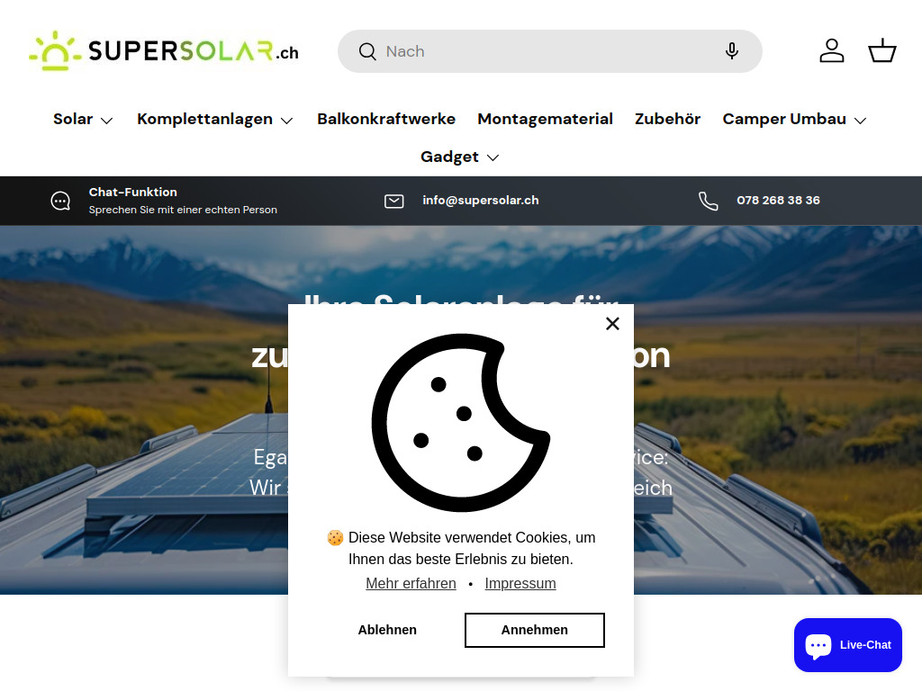 Website von Supersolar Wilhelm in Gams