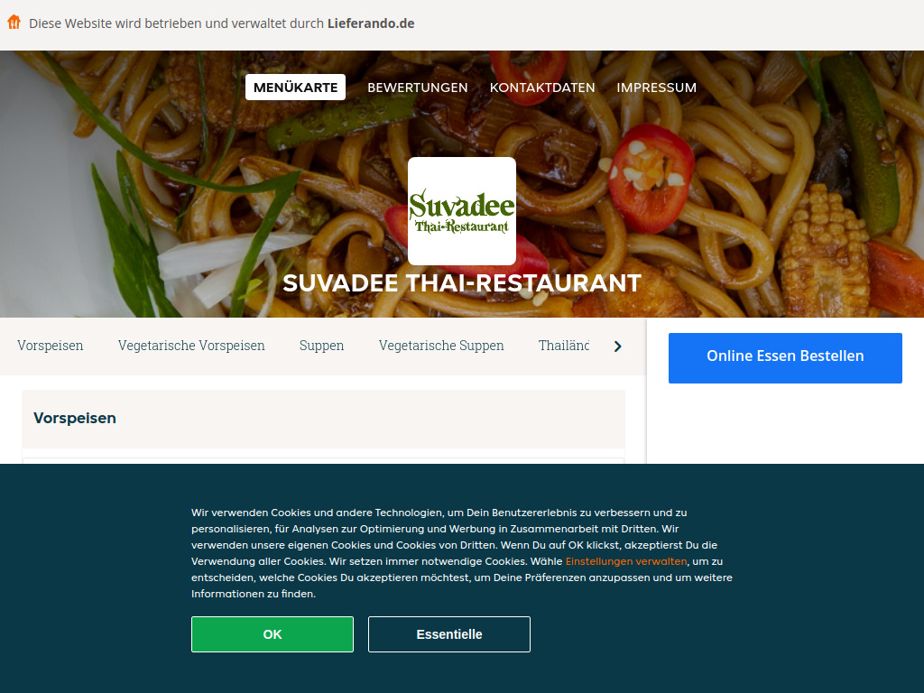Website von Suvadee Thai-Restaurant - Essen online bestellen in Frankfurt am Main in Frankfurt am Main