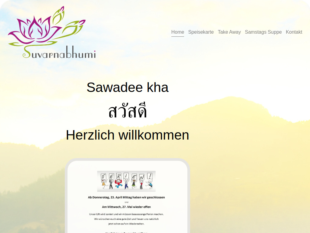 Website von Thai Kitchen in Jona